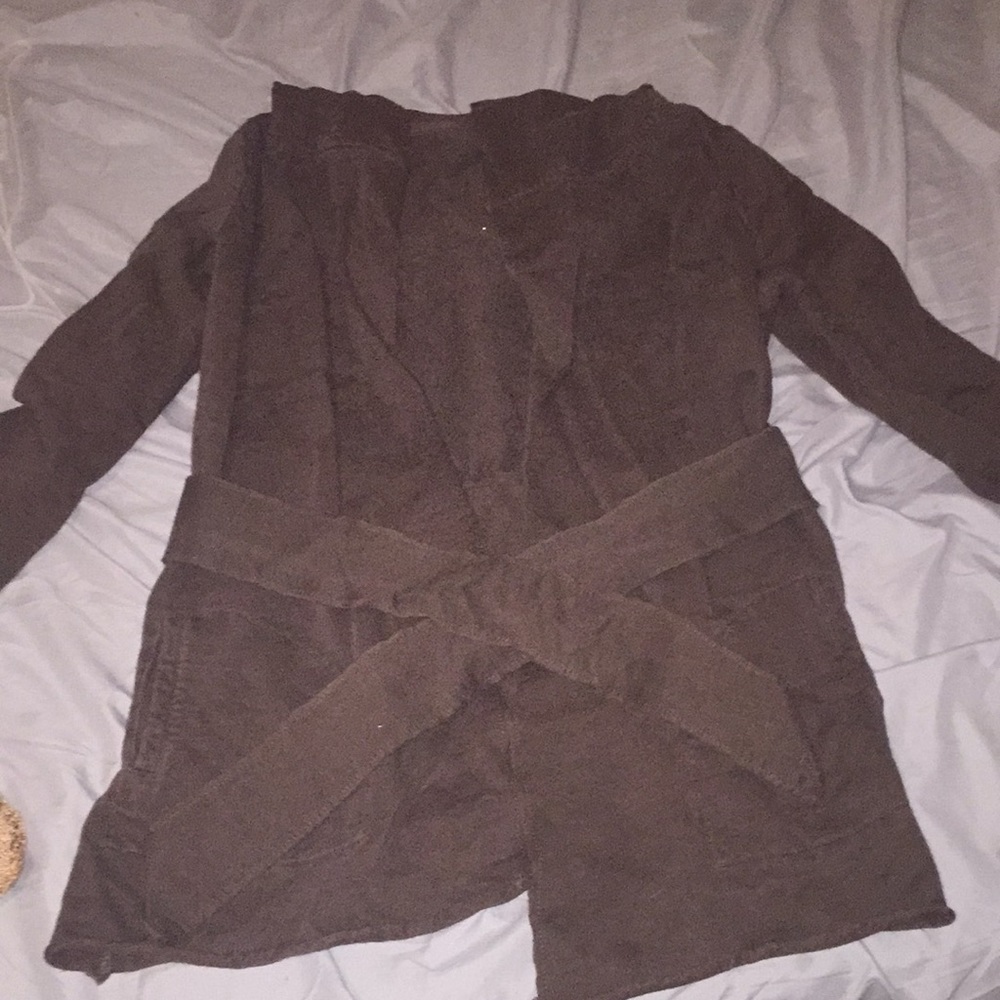 Brown Lucky brand tie-front sweater
